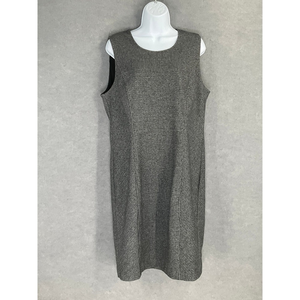 White House‎ Black Market Sheath Dress Gray Tweed Sleeveless Zipper Sz 14 Career